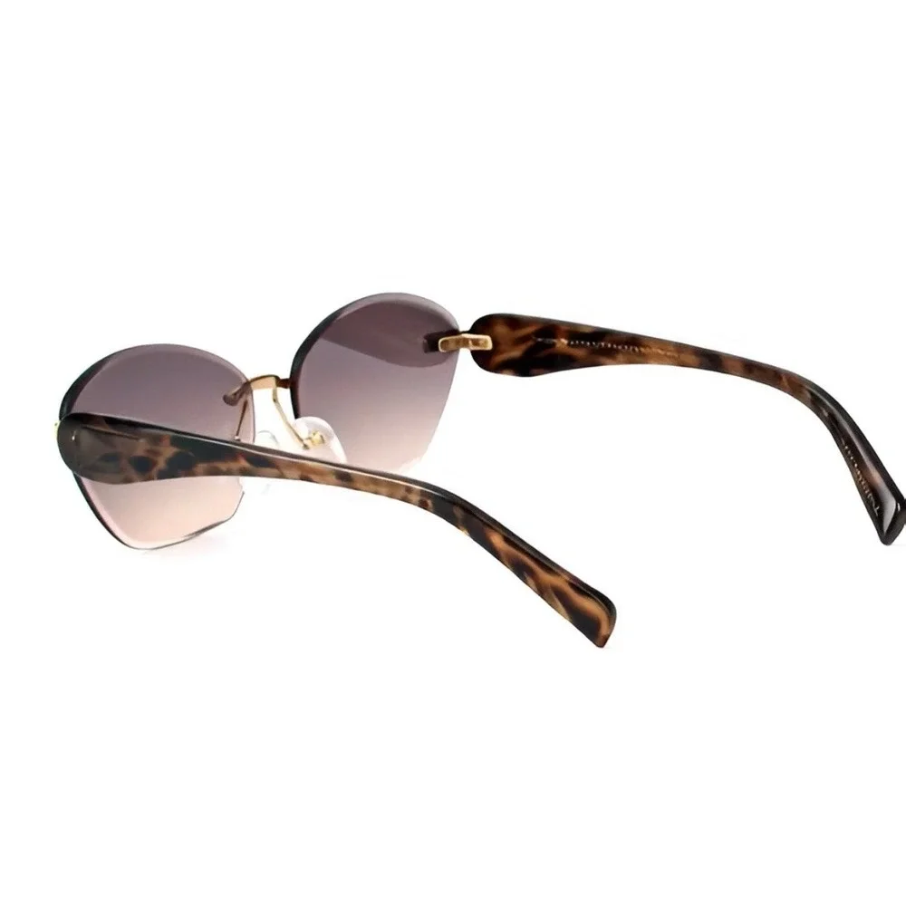 Rimless Cat Eye Sunglasses Gold Tortoise Gradient Lens Womens Modern Women 2026‎